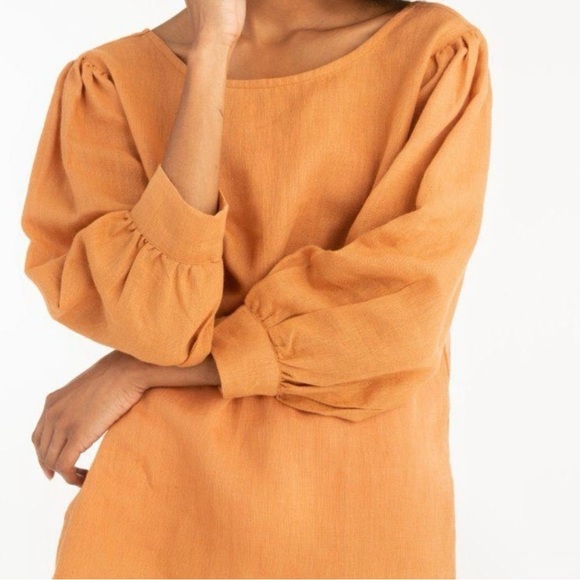 NWT - Tribe Alive Organic Linen Full-Sleeve Blouse Top - Picture 2 of 6